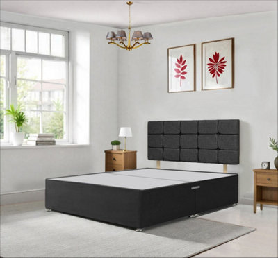 4FT6 Luxury Linen Divan Bed Base with Cube Style 20