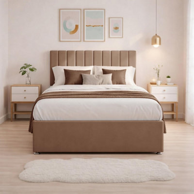 4FT6 Luxury Mink Plush Divan Double Bed Frame with Mattress, 20 ...
