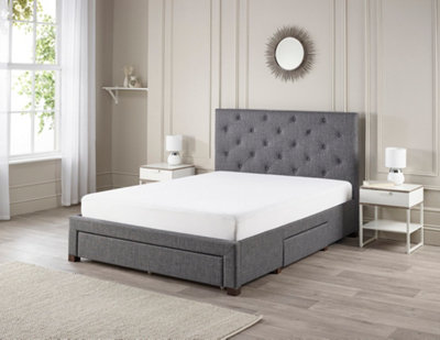 Tufted double bed deals frame