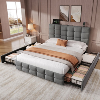 4ft6-velvet-double-bed-frame-with-storage-drawers-charging-station-and
