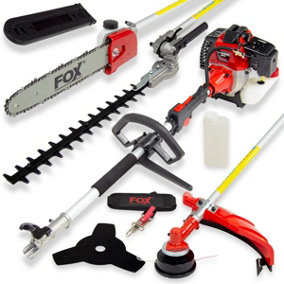 4in1 Multi-tool Fox Wolf Petrol 43cc Brushcutter, Line Trimmer, Hedge Trimmer, Pruner with Easy-Start