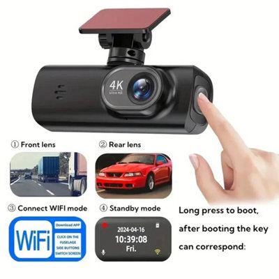 4K Dash Cam Front and Rear View Car Camera Night Vision