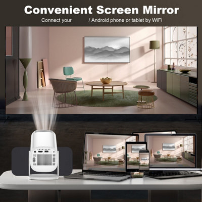 4K decoding projector, 1080P, WiFi6, BT5.4, Android 11, 100-inch display, rotatable, built-in speaker