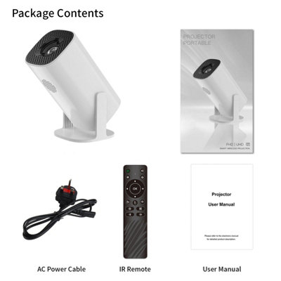 4K decoding projector, 1080P, WiFi6, BT5.4, Android 11, 100-inch display, rotatable, built-in speaker