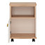 4Kids 1 Door Desk Mobile in Light Oak and white High Gloss (orange handles)