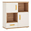 4KIDS 2 door 1 drawer cupboard with 2 open shelves with orange handles