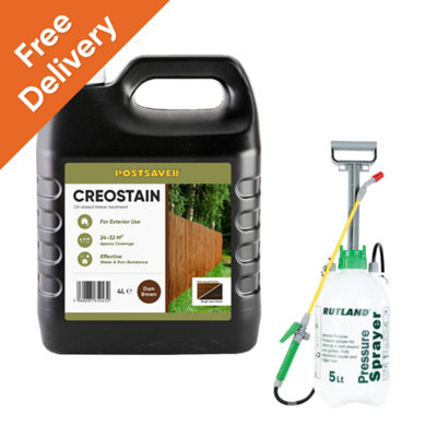 4L Creostain Fence Stain & Sprayer (Dark Brown) - Creosote / Creocote ...