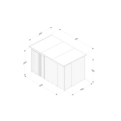 4LIFE Pent Shed 10x6 - No Windows - Double Door