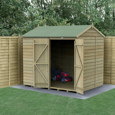 4LIFE Reverse Apex Shed 8x6 - Double Door - No Windows