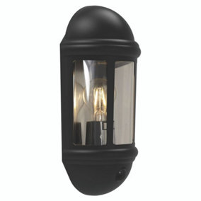 4Lite 4L2/3411 Outdoor Half Lantern Light Fitting with PIR Movement Sensor (Black)