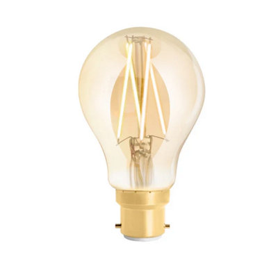 4Lite 6.5w BC Wifi Dimmable LED GLS Filament Smart Bulb - Amber Filament - 3 Pack