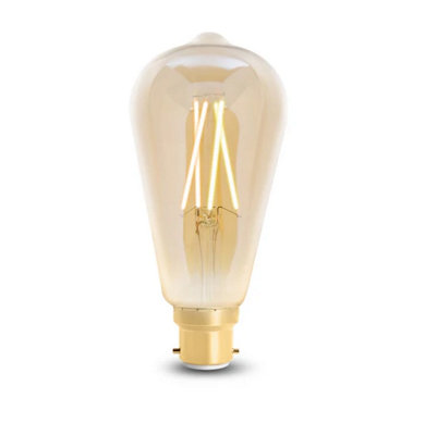 4Lite 6.5w BC Wifi Dimmable LED ST64 Filament Smart Bulb - Amber Filament - 3 Pack