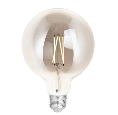 4Lite 6.5w E27 Wifi Dimmable LED Filament G125 Smart Globe - Smoky Filament - 3 Pack