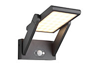 4lite Die Cast Aluminium Solar LED Wall Light with 2 Modes & Motion Detector - Graphite