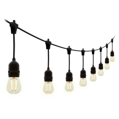 4lite Festoon Lighting Outdoor String Lamps with E27 Screw Warm White LED Bulbs - 20m