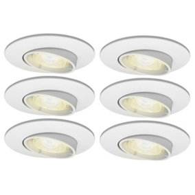 4lite IP20 GU10 Fire-Rated Adjustable Downlight - Matte White, Pack of 6