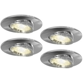 4lite IP20 GU10 Fire Rated Downlight Adjustable - Chrome x 4 Pack