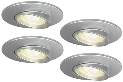 4lite IP20 GU10 Fire Rated Downlight Adjustable - Satin Chrome x 4 Pack