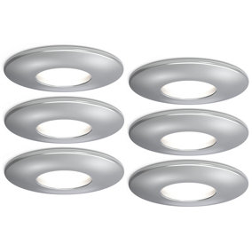 4lite IP20 GU10 Fire-Rated Downlight - Chrome, Pack of 6