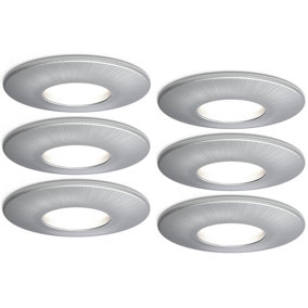 4lite IP20 GU10 Fire-Rated Downlight - Satin Chrome, Pack of 6