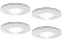 4lite IP65 LED Fire Rated Dimmable Fire Rated 9W Downlight 4000K Matt White Pack of 4