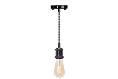 4lite LED Pendant with ST64 Bulb - Blackened Silver