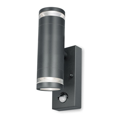 4lite Marinus GU10 Bi Directional Outdoor Wall Light with PIR Anthracite Pack of 2