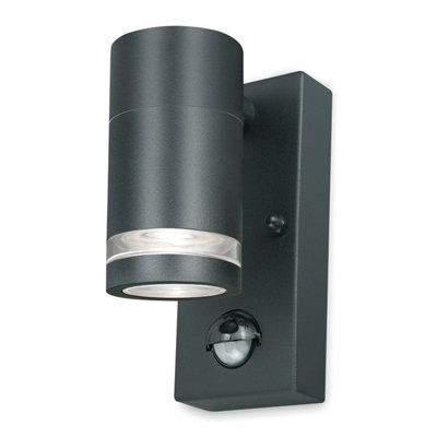 4lite Marinus GU10 Single Direction Outdoor Wall Light with PIR - Anthracite, Pack of 2