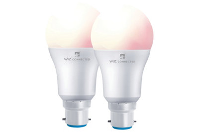 4lite WiZ Connected A60 LED Smart Bulb Colour Dimmable B22 Bayonet Pack of 2