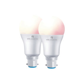 4lite WiZ Connected A60 LED Smart Bulb Colour Dimmable B22 Bayonet Pack of 2