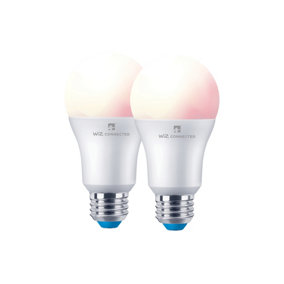 4lite WiZ Connected A60 LED Smart Bulb Colours Dimmable WiFi E27 Screw Fit Pack of 2