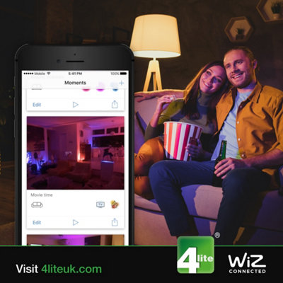 4lite WiZ Connected A60 LED Smart Bulb Colours Dimmable WiFi E27 Screw Fit Pack of 2