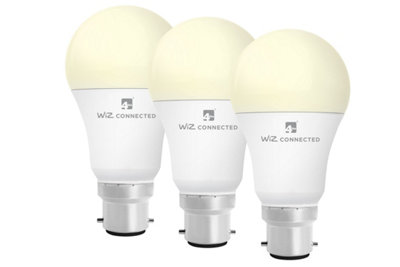 4lite WiZ Connected A60 LED Smart Bulb White Dimmable WiFi B22 Bayonet Fit Pack of 3