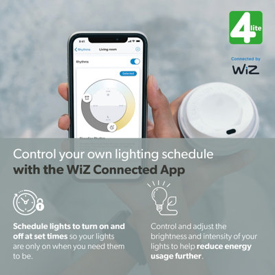 4lite WiZ Connected A60 LED Smart Bulb White Dimmable WiFi B22 Bayonet Fit Pack of 3