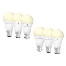 4lite WiZ Connected A60 LED Smart Bulb White Dimmable WiFi B22 Bayonet Fit Pack of 6