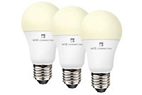 4lite WiZ Connected A60 LED Smart Bulb White Dimmable WiFi E27 Screw Fit Pack of 3