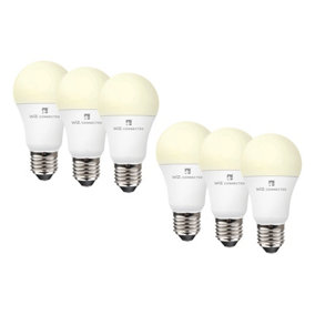 4lite WiZ Connected A60 LED Smart Bulb White Dimmable WiFi E27 Screw Fit Pack of 6