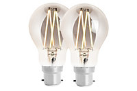 4lite WiZ Connected A60 LED Smart Filament Bulb Smoky Tuneable White B22 Bayonet Fit Pack of 2