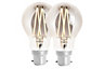 4lite WiZ Connected A60 LED Smart Filament Bulb Smoky Tuneable White B22 Bayonet Fit Pack of 2
