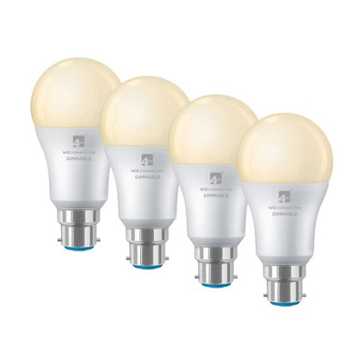 4lite WiZ Connected A60 Warm White WiFi LED Smart Bulb - B22 Bayonet Cap, Pack of 4