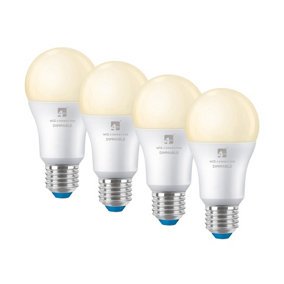 4lite WiZ Connected A60 Warm White WiFi LED Smart Bulb - E27 Large Screw, Pack of 4