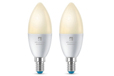 4lite WiZ Connected E14 LED Candle Bulb 4.9W Warm White Pack of 2