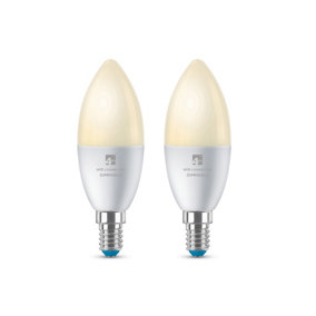 4lite WiZ Connected E14 LED Candle Bulb 4.9W Warm White Pack of 2