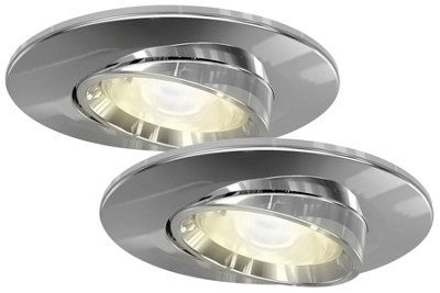 4lite WiZ Connected LED Fire Rated Downlight IP20 GU10 Adjustable Chrome WiFi Bluetooth Pack of 2