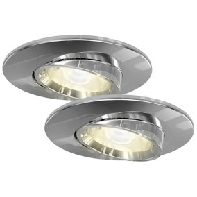 4lite WiZ Connected LED Fire Rated Downlight IP20 GU10 Adjustable Chrome WiFi Bluetooth Pack of 2