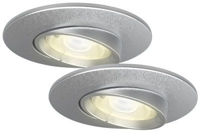 4lite WiZ Connected LED Fire Rated Downlight IP20 GU10 Adjustable Satin Chrome WiFi Bluetooth Pack of 2