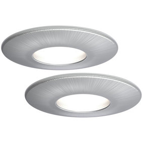 4lite WiZ Connected LED Fire Rated Downlight IP20 GU10 Satin Chrome WiFi Bluetooth Pack of 2