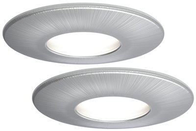 4lite WiZ Connected LED Fire Rated Downlight IP65 GU10 Satin Chrome WiFi Bluetooth Pack of 2