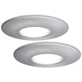 4lite WiZ Connected LED Fire Rated Downlight IP65 GU10 Satin Chrome WiFi Bluetooth Pack of 2