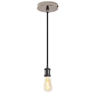 4lite WiZ Connected LED Single Pendant Blackened Silver ST64 Amber E27 WiFi